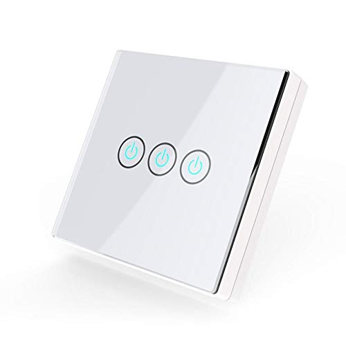 Calvas Carprie 3-Wall Switch - Wireless Smart Home Remote Control with Capacitive Touch (Gold) - Perfect for Modern Glass Panels & Home Automation Systems