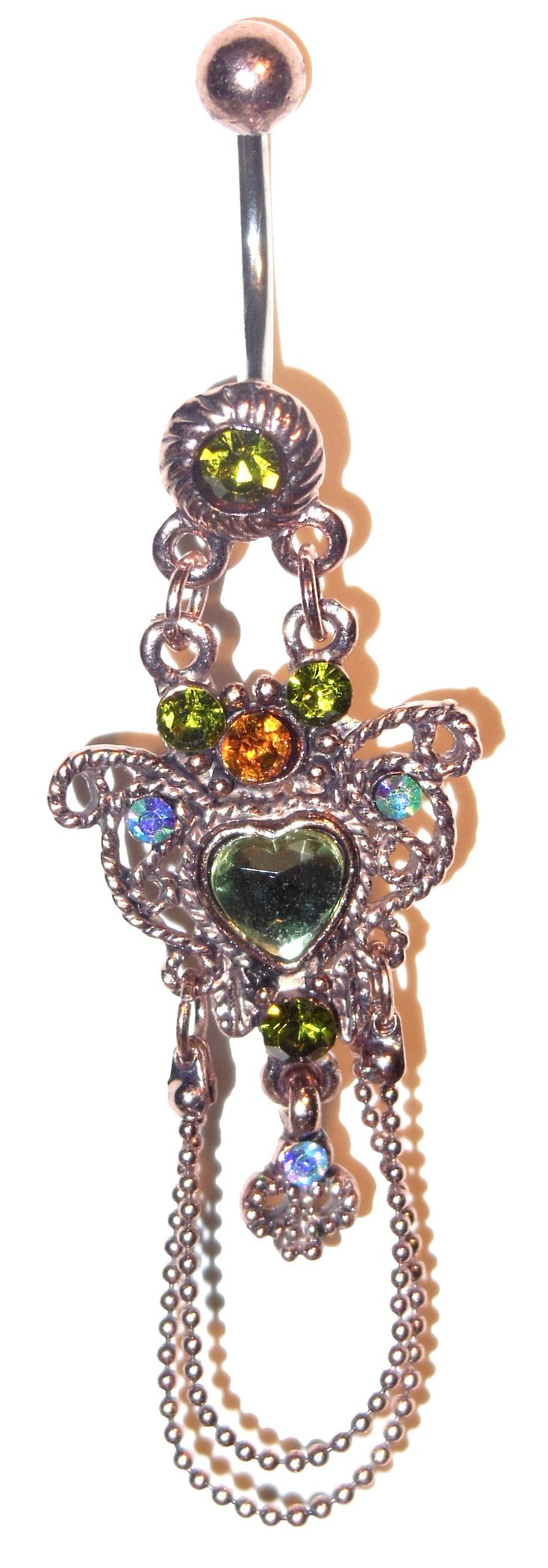 Vintage Heart Navel Ring 14G 3/8