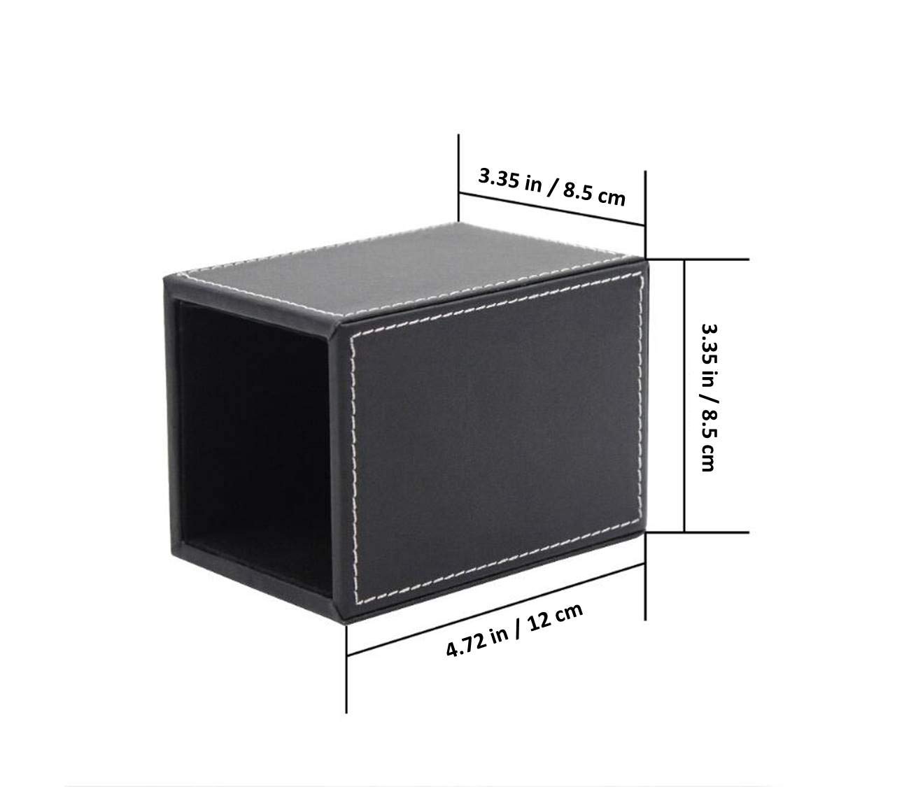 Black PU Leather Remote Control Holder & Square Pen Organizer Set - Stylish Desk Accessories for Home and Office Organization