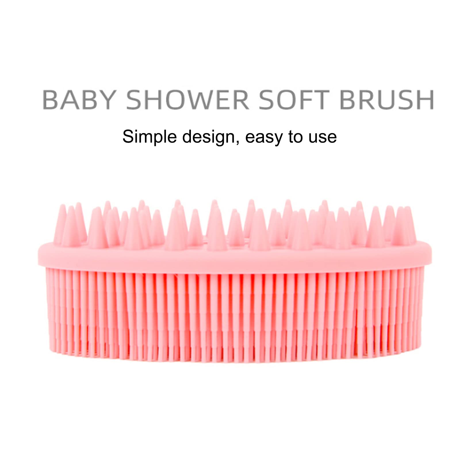 POOWE 2-in-1 Bath & Shampoo Brush - Soft Body Scalp Massager & Exfoliating Brush for Adults & Babies (Pink) | Gentle Skin Cleansing & Relaxing Massage for Shower, Bath & Hair Care