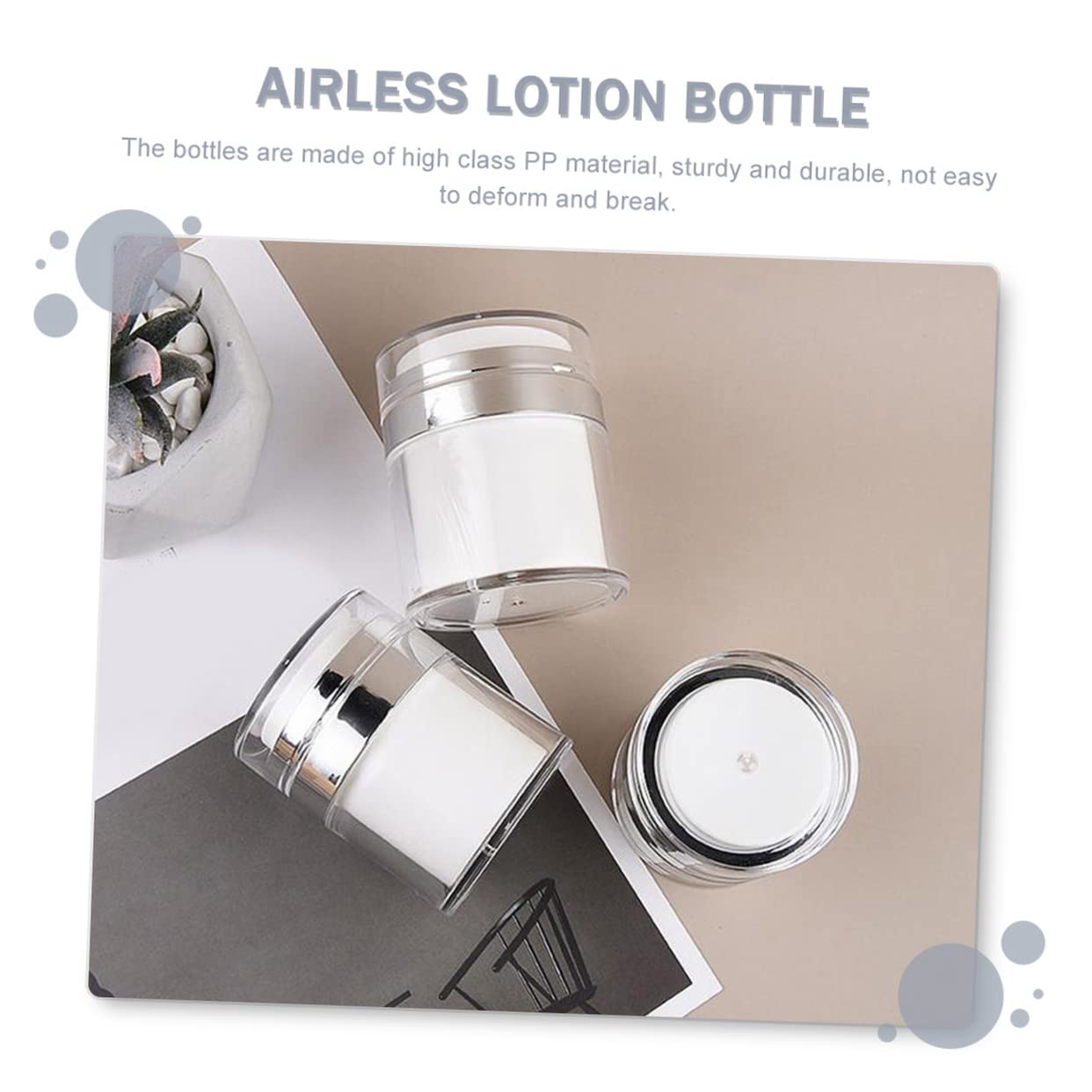 Beatifufu 2-Pack 50g Airless Pump Bottles - Leakproof Travel-Size Cream Dispensers for Toiletries & Skincare | Perfect for Carry-On Liquids, Gym Essentials, and Mini Lotion Storage