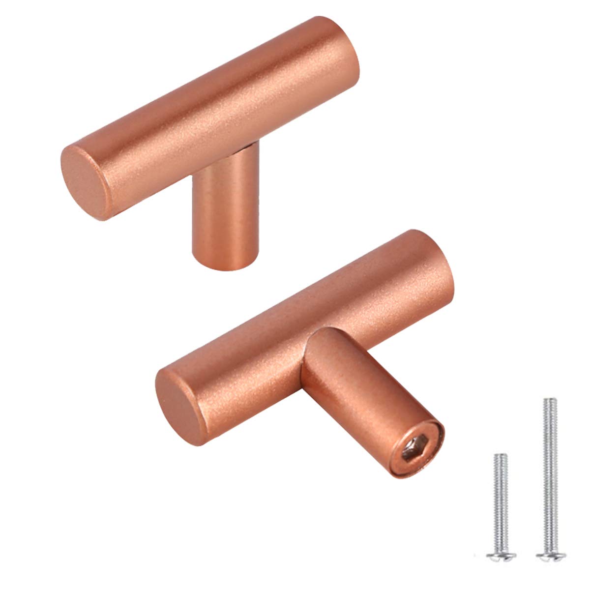 15 Pack Rose Gold Kitchen Cabinet Knobs - 2 Inch (50mm) T Bar Drawer Pulls, Stainless Steel Single Hole Door Hardware for Dresser, Wardrobe & Bathroom - Elegant Upgrade for Home & Office Décor