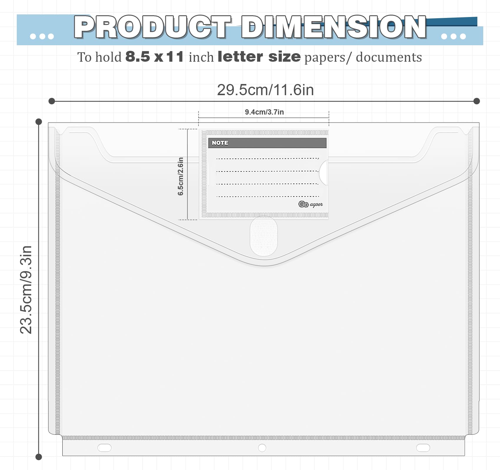 28-Pack Clear Plastic Binder Pockets for 3-Ring Binders - Heavyweight Letter Size Organizer with Extra-Long Hook & Loop Closure & Label Pocket - Perfect for School, Office & Home Organization (Document Storage, Teacher Supplies, Filing System)