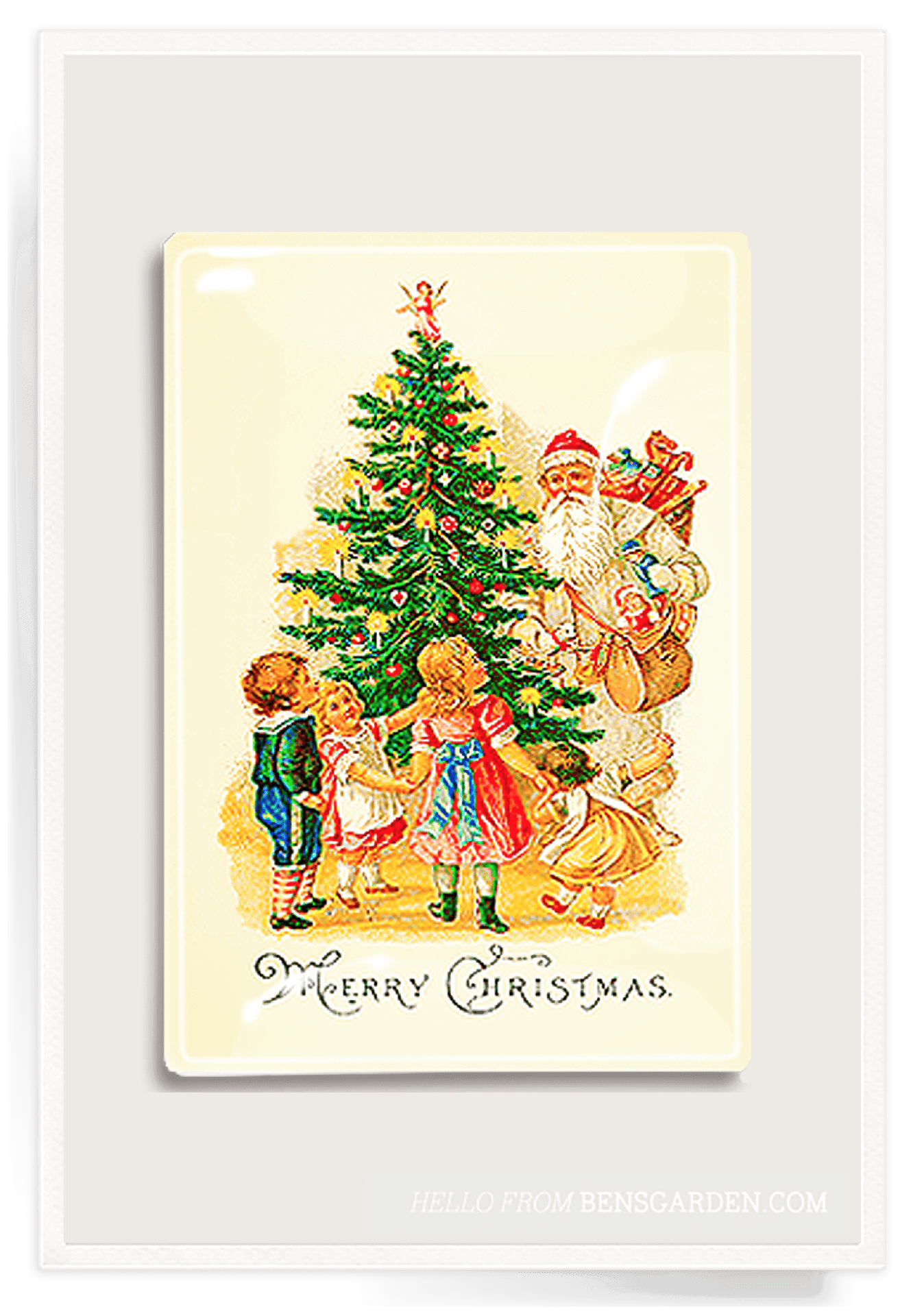 Vintage Santa Christmas Tree Glass Decoupage Tray - Holiday Serving Tray for Christmas Decor, Party Appetizers & Festive Home Decor