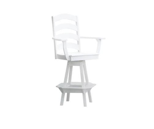 A & L Furniture Ladderback Swivel Bar Chair with Arms - Modern Counter Height Stool for Kitchen Island, Breakfast Nook & Home Bar