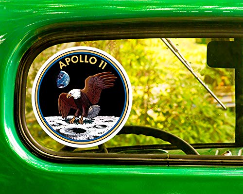 Apollo 11 Moon Landing Decals Stickers - 2 Pack 5.5x5.5 Inch NASA Space Themed Vinyl Stickers for Cars, Trucks, Jeeps, RVs & 4x4 Vehicles - Perfect for Space Enthusiasts & Outdoor Adventures