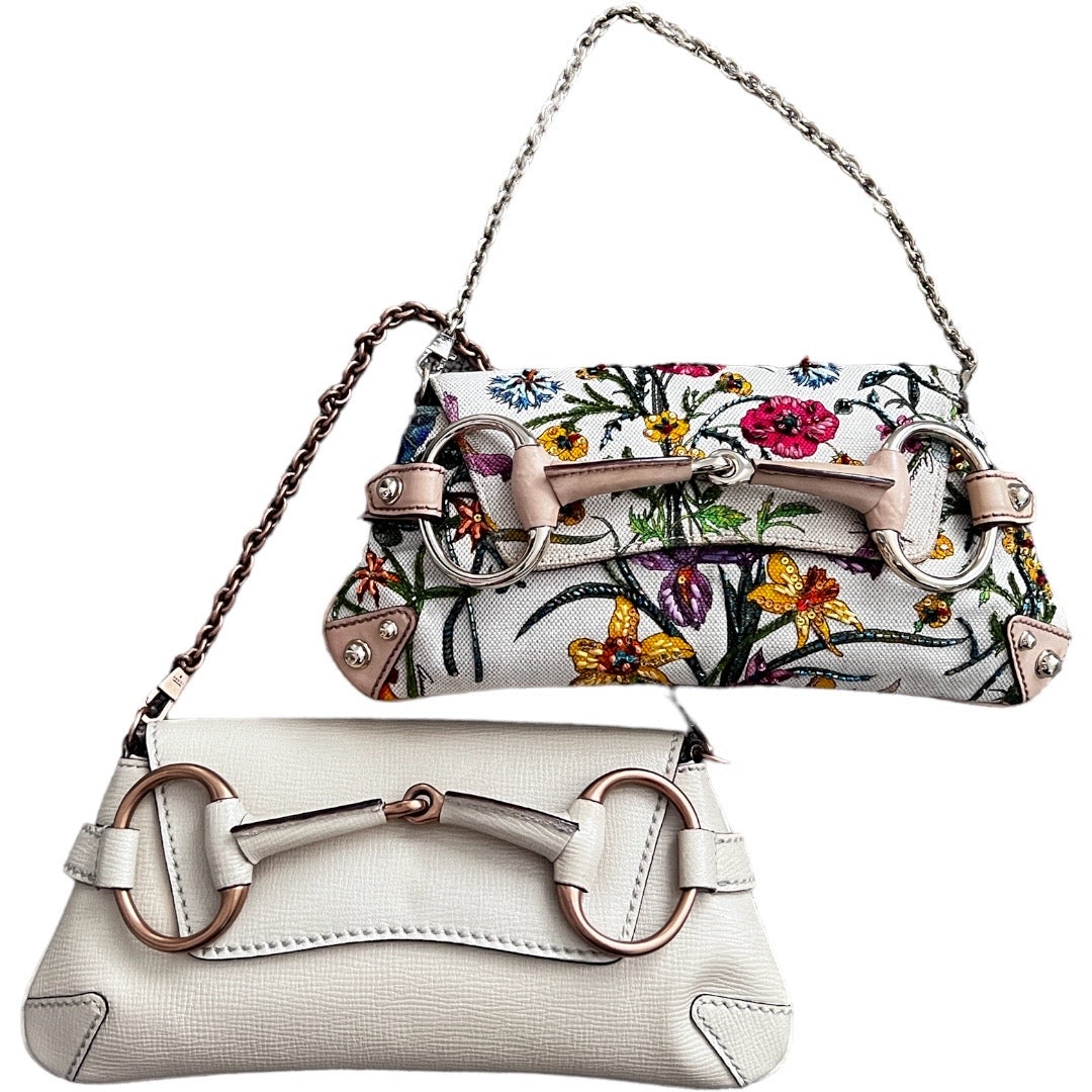 Gucci White Leather Horsebit Chain Bag - Luxury Designer Handbag for Women, Perfect for Parties, Work & Everyday Use