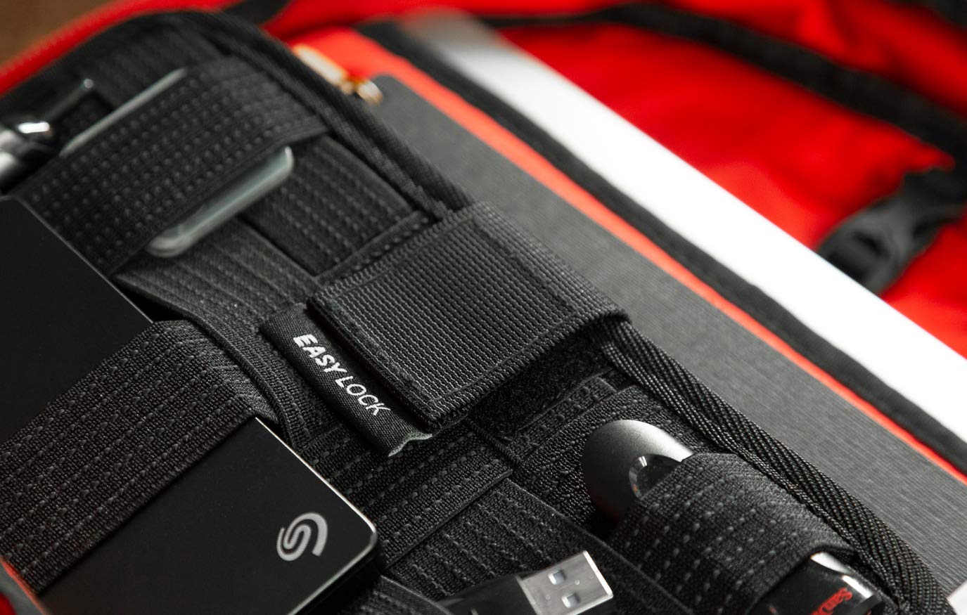 KeySmart Travel Grid Organizer - Premium Black Backpack Organizer for Tech Accessories, Cables & Travel Essentials | Perfect for Business Trips, Commuting & Daily Use
