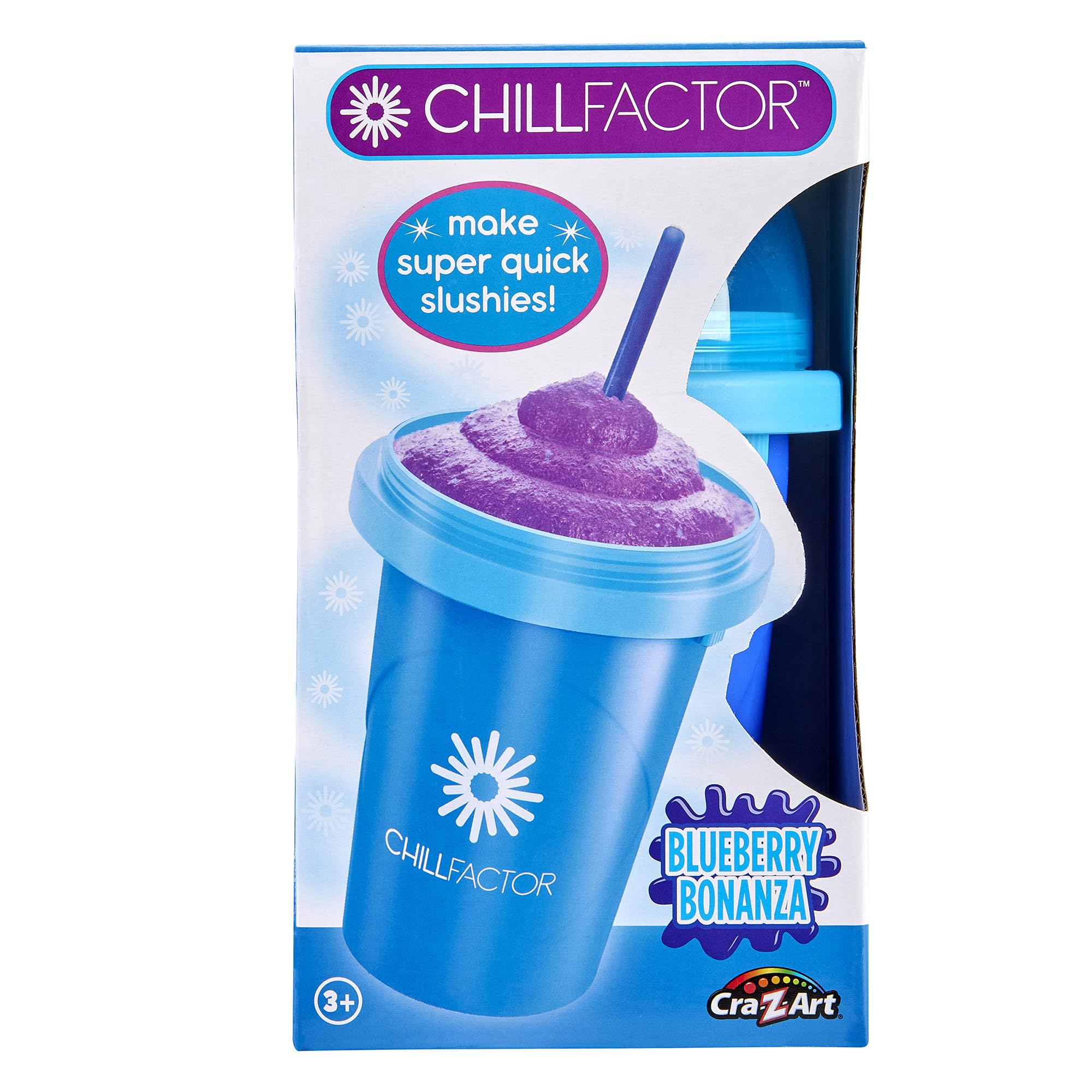 Cra-Z-Art ChillFactor Original Slushie Maker - DIY Magic Slushy Maker for Kids & Adults, Super Quick Smoothie Squeeze Cup for Milkshakes, Juices, and Frozen Drinks - Double Layer Insulated Cup with Lid & Spoon (Blue) - Perfect for Summer Parties, BBQs, and Family Fun