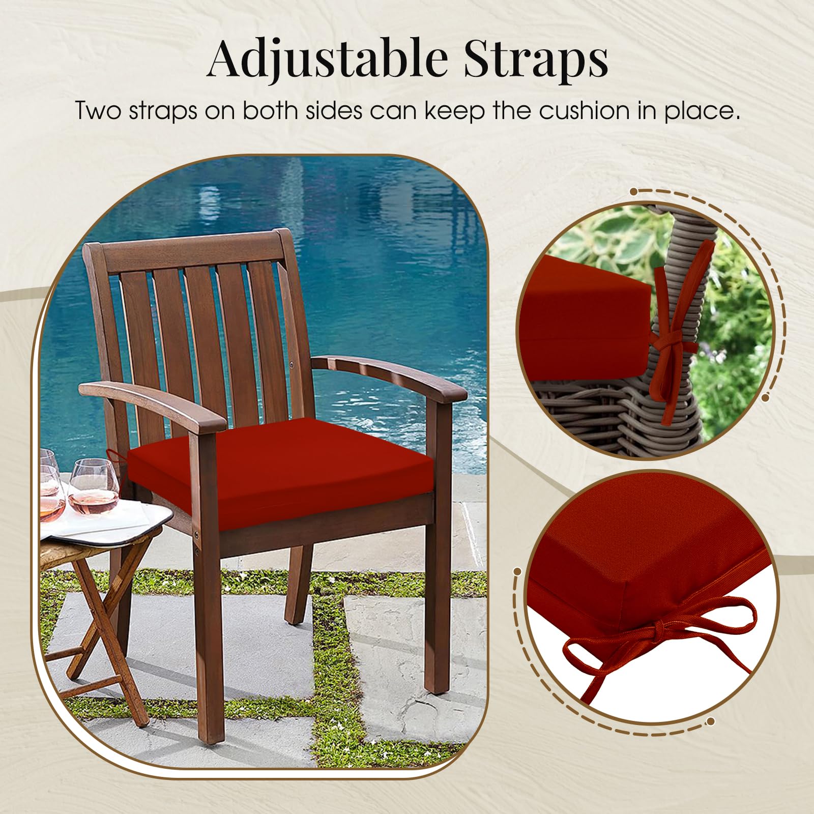 Downluxe Waterproof Outdoor Chair Cushions Set of 4 - 18.5