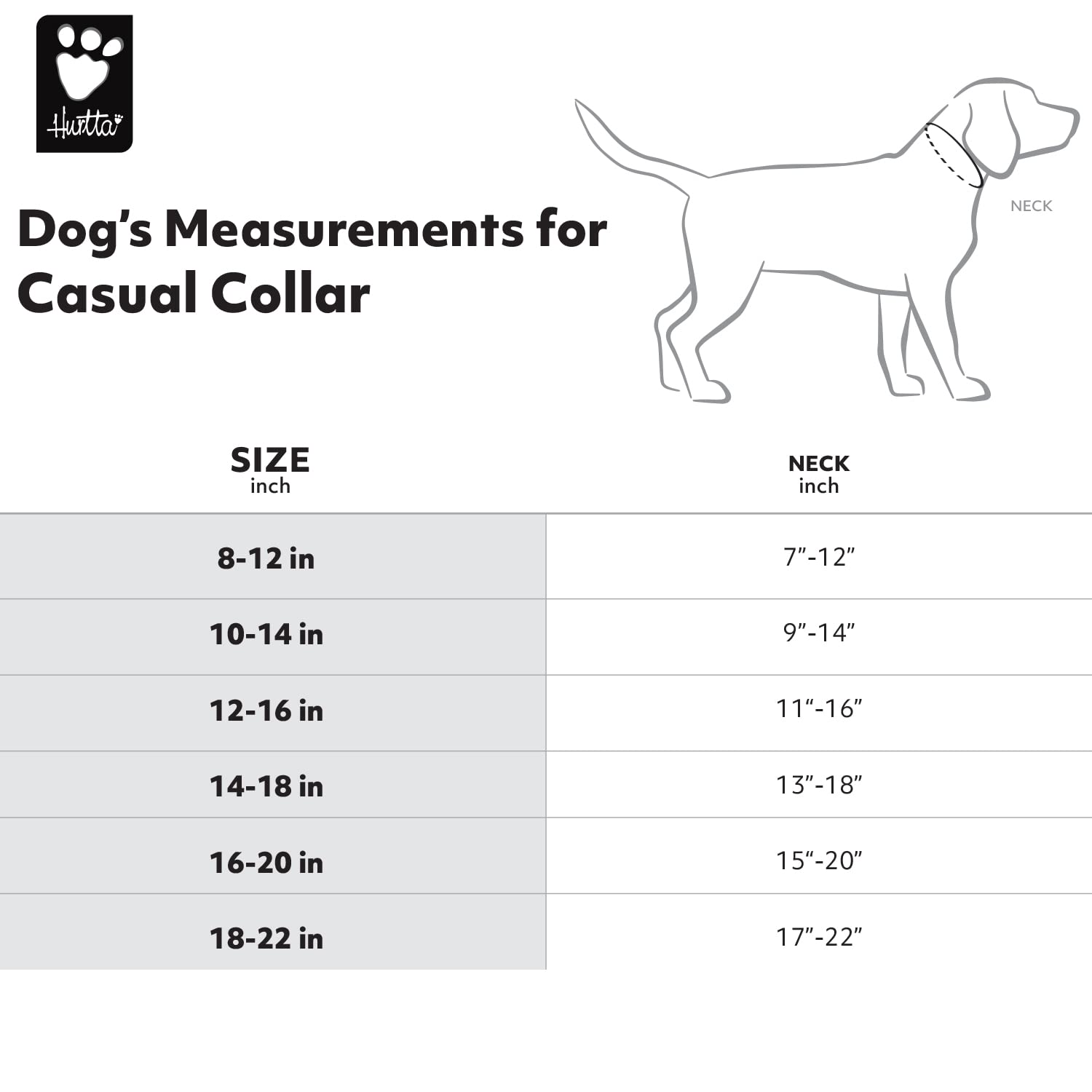 Hurtta Casual Padded Dog Collar - Comfortable & Adjustable (18-22 inch) - Perfect for Daily Walks, Training & Outdoor Adventures