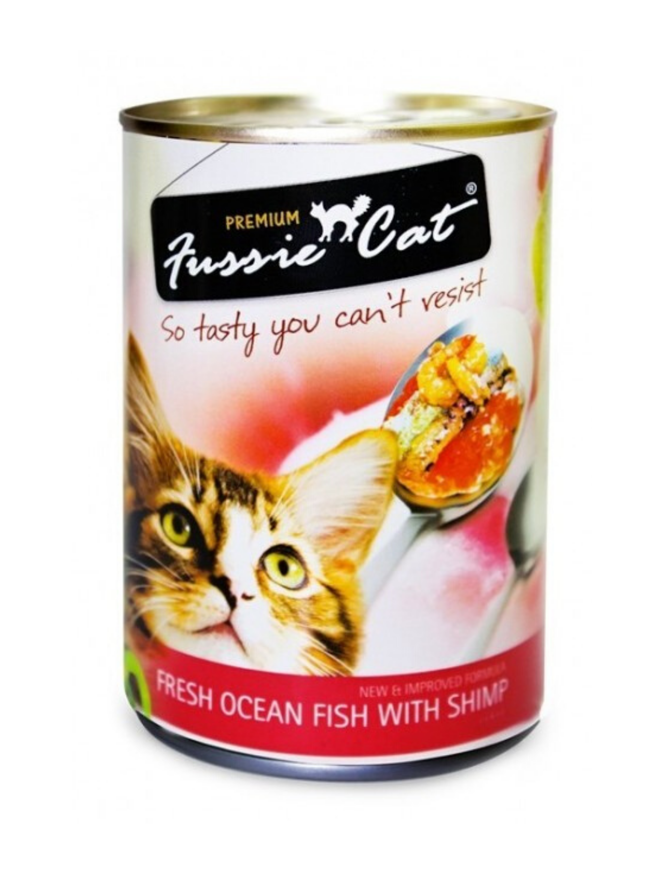 Premium Fussie Cat Fresh Ocean Fish & Shrimp Canned Cat Food - Grain-Free, High Protein Wet Cat Food (400g) - Perfect for Adult Cats & Kittens, Mealtime or Treats
