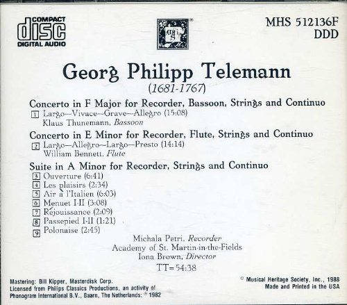 Telemann: Two Recorder Concerti & Recorder Suite - Baroque Music for Recorder Performances, Concerts & Classical Music Lovers