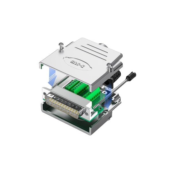 DB25 Male Solderless Shielded Metal Hood RS232 D-SUB Serial Adapter Connector - Breakout for Industrial Equipment & Computer Networking