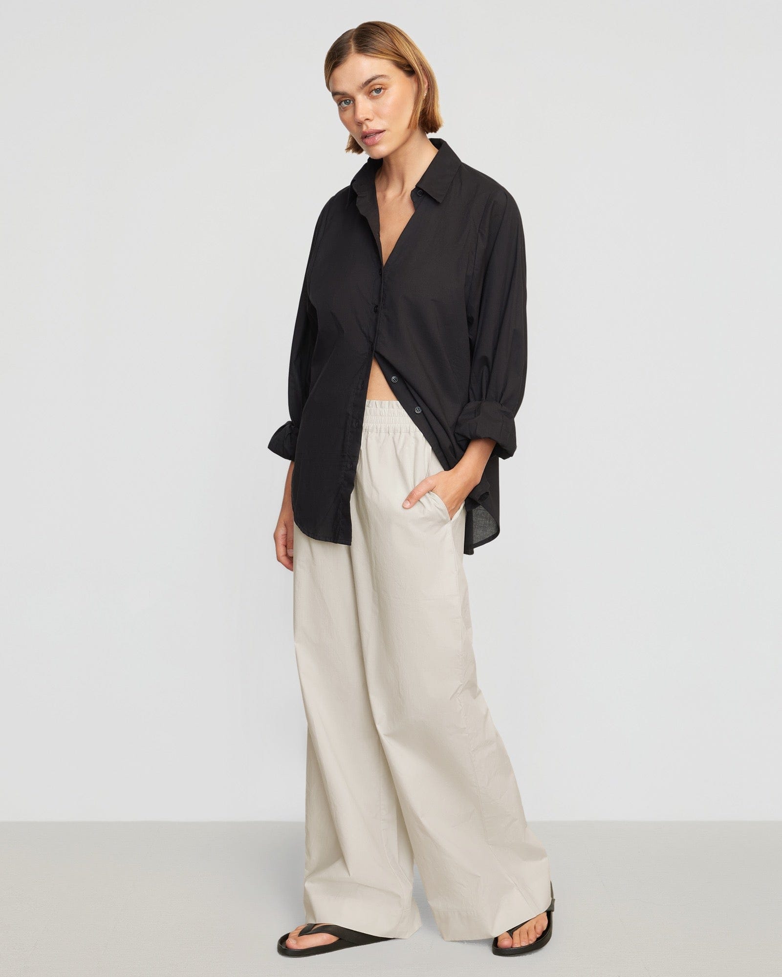 Paula Smocked Waist Wide Leg Pants for Women - Comfortable High Waisted Palazzo Trousers - Perfect for Office, Travel and Casual Wear
