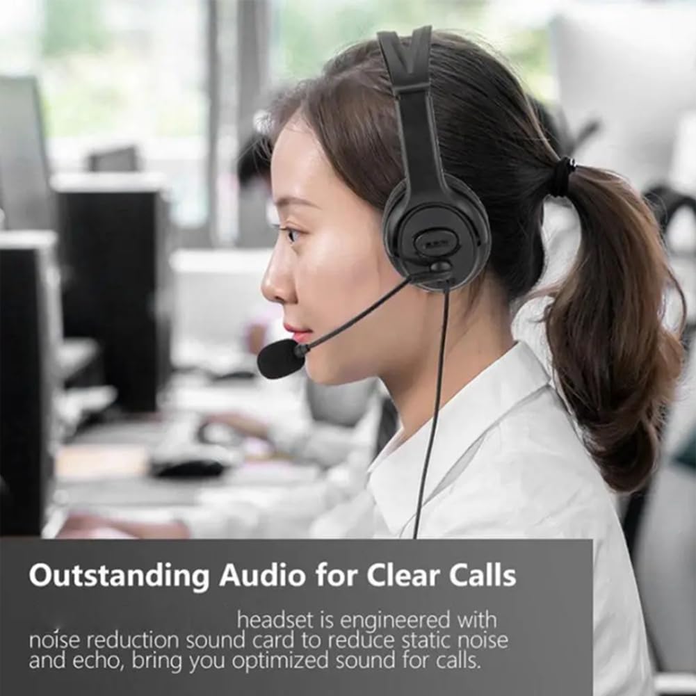 Fegtrtyoa USB Wired Headset with Noise-Canceling Mic - Computer Headphones for Zoom, Skype, Office & Call Center (1 Set) - Perfect for Remote Work, Online Teaching & Customer Service