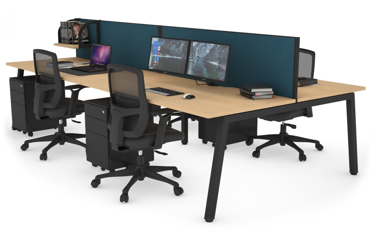 Quadro 4-Person Office Workstation Desk - 1200L x 800W with Cable Management Scallop - Perfect for Collaborative Workspaces, Team Meetings & Open Office Environments