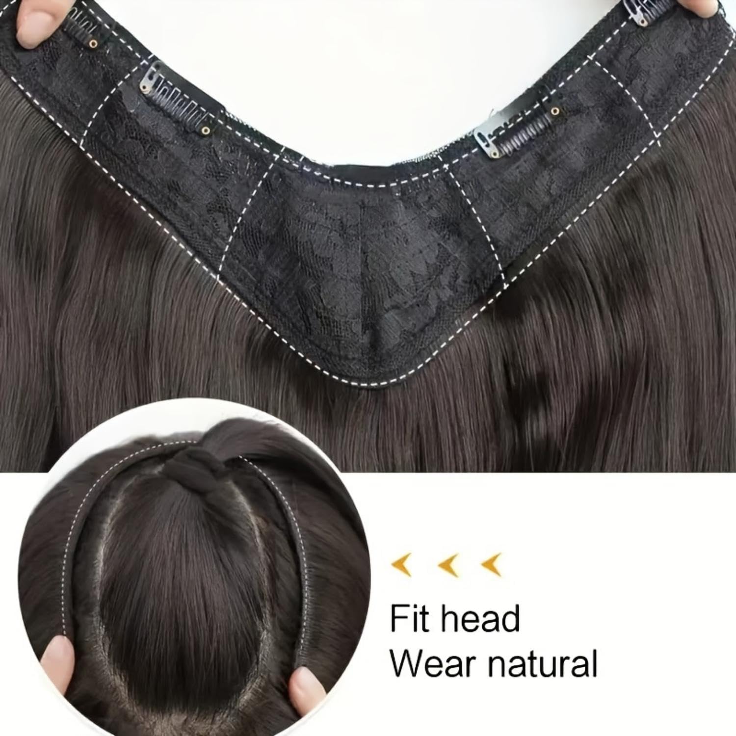 CHANDERKASH 24-Inch Synthetic Curly/Wavy Hair Extensions for Women - 5-Clip Lightweight Human Hair Extensions Set | Natural Brown | Perfect for Messy Bun, Party, Wedding & Daily Styling