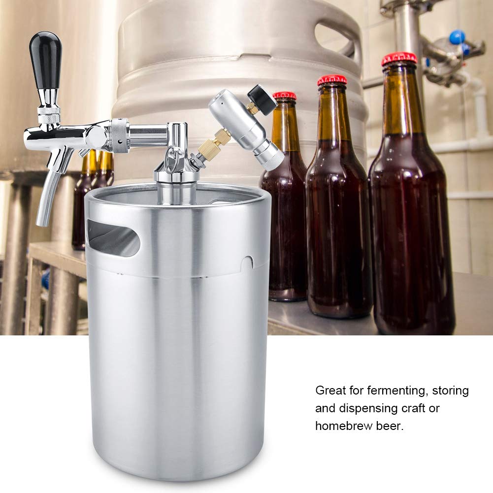Yosoo 5L Stainless Steel Beer Dispenser Kit with Faucet - Pressurized Mini Keg for Home Brewing Craft Beer | Perfect for Home Bars, Parties & Hotels