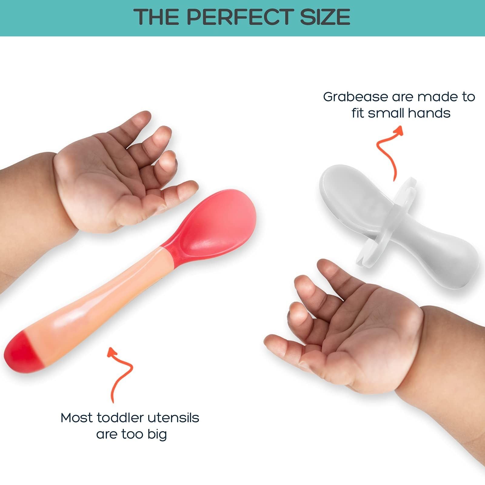 Grabease BPA-Free Toddler Utensil Set - 1 Pack Baby Spoons & Forks for Self Feeding - Safe Plastic Baby Silverware for Infants & Toddlers - Perfect for First Foods, Daycare & Travel Use