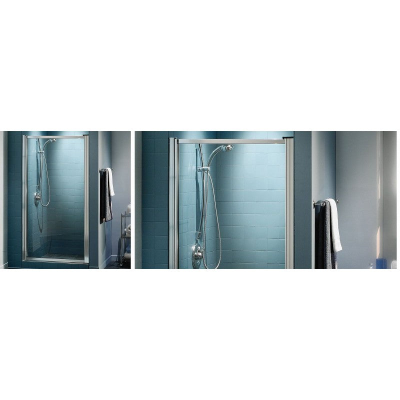 Maax Pivolok 31 32 3/4 x 64 1/2 Frameless Pivot Alcove Shower Door with Clear Glass - Modern Chrome Bathroom Upgrade for Small Spaces & Walk-In Showers