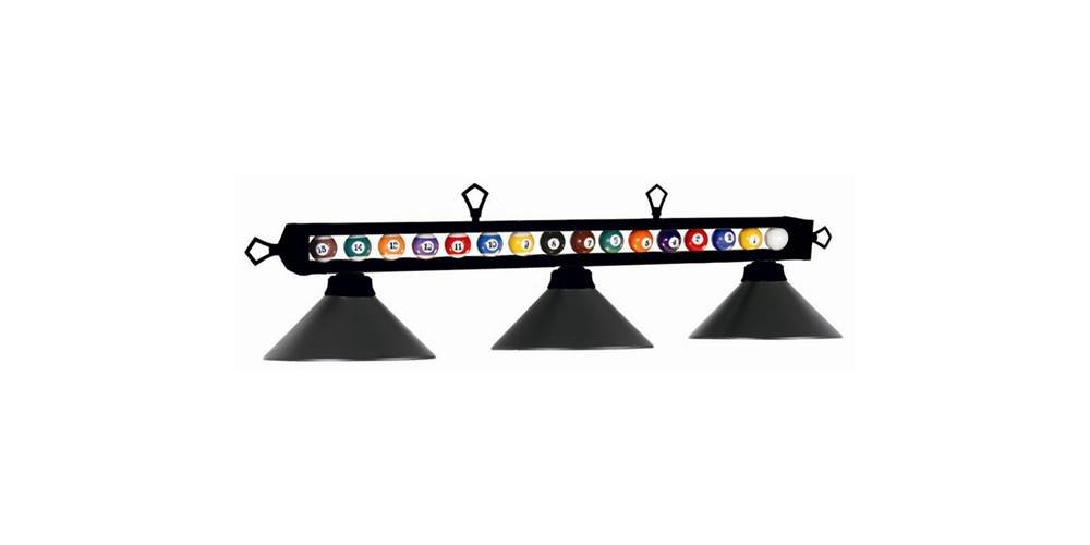 3 Light Billiard Ball Pendant Light Fixture - Matte Black Finish for Game Room, Bar, or Man Cave Decor
