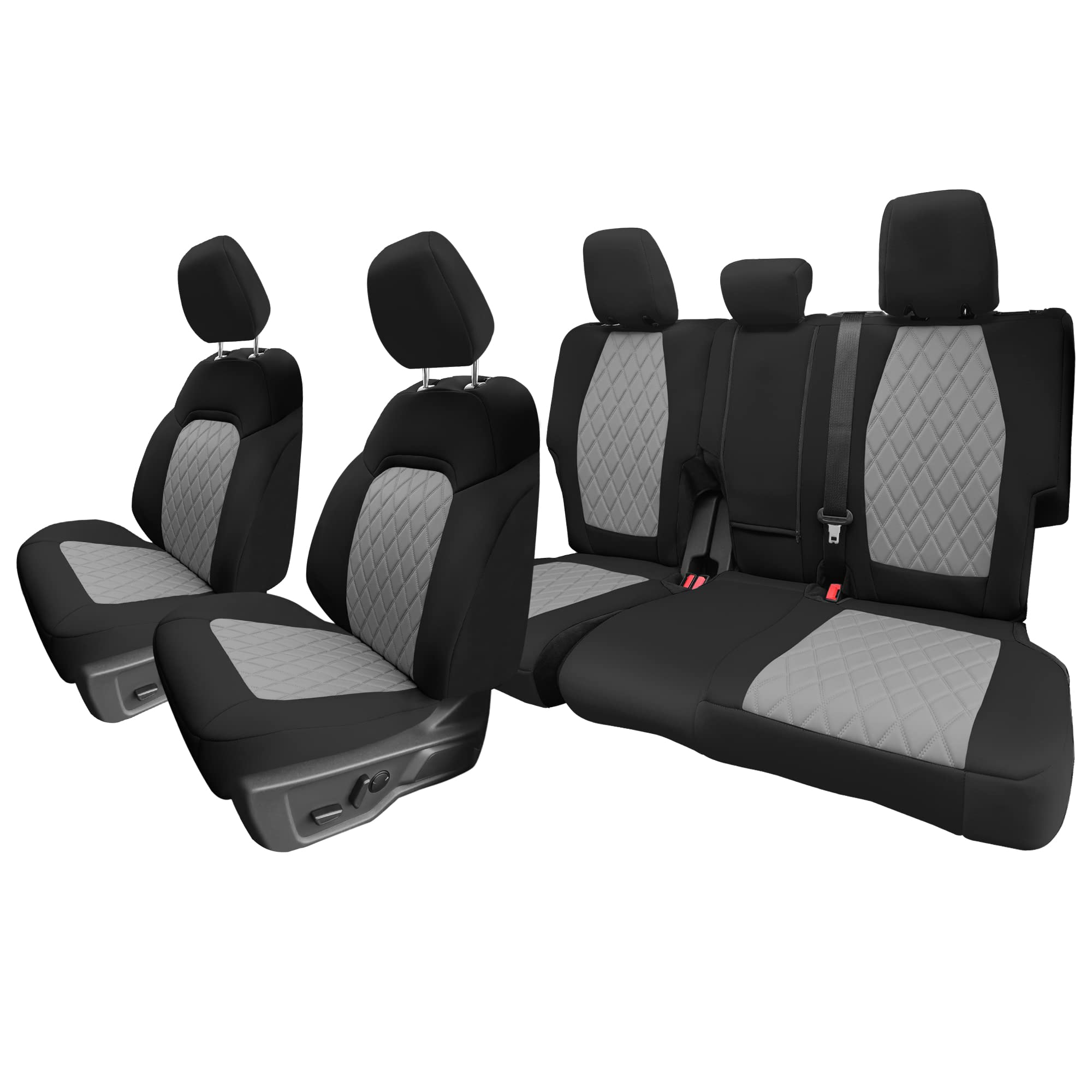 FH Group Custom Fit Neoprene Seat Covers for 2021-2024 Ford Bronco Full Size SUV - Water Resistant Neosupreme Automotive Seat Protectors (Full Set, Gray) | Perfect for Off-Roading, Camping & Daily Commute