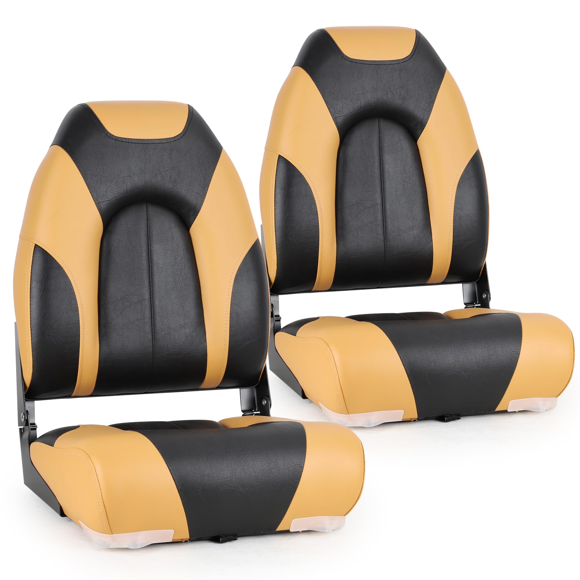 Premium High Back Folding Boat Seat for Fishing & Boating - Heavy Duty Marine Grade with Stainless Steel Hardware - Perfect for Pontoon, Deck & Offshore Boats