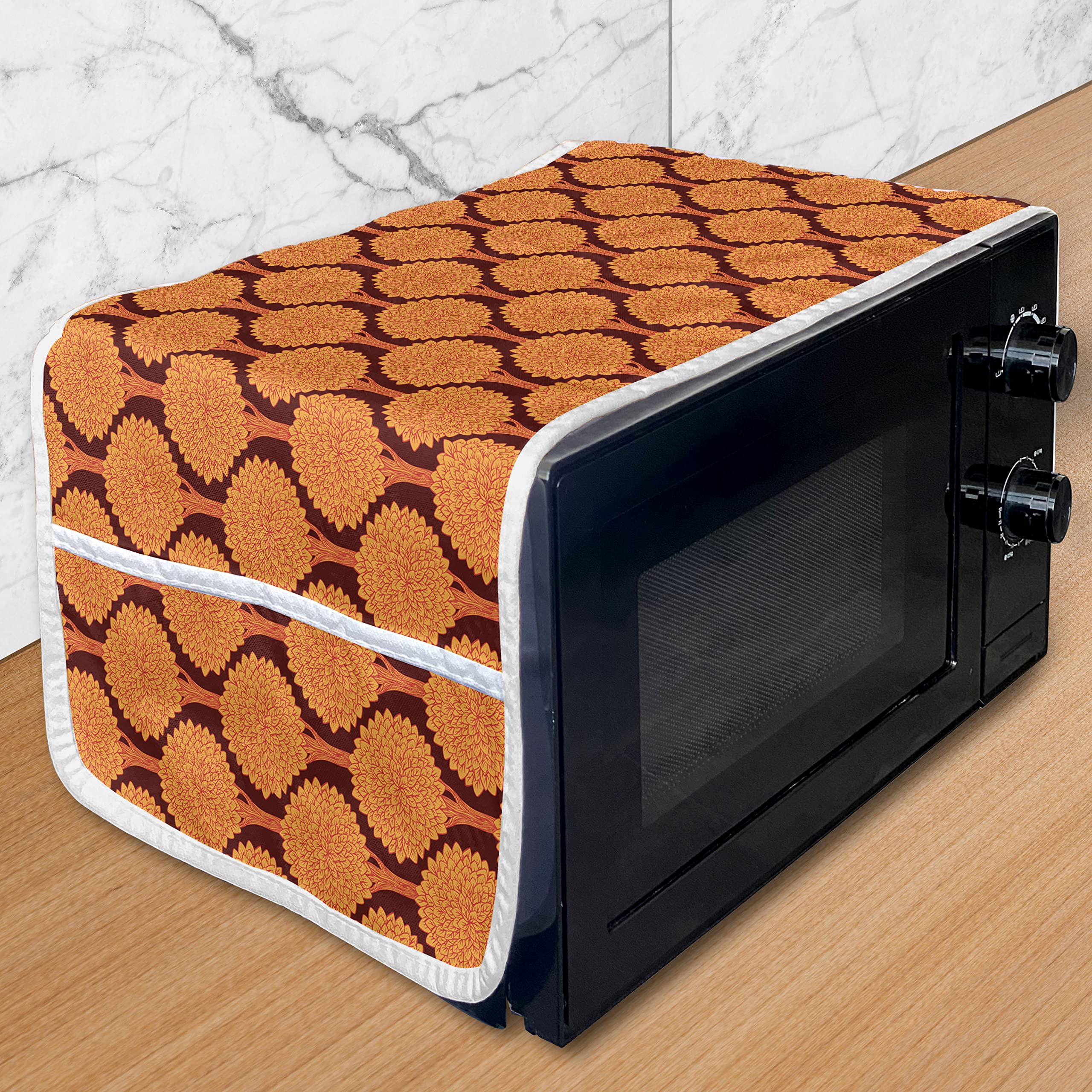 Ambesonne Tree Microwave Oven Cover - Waterproof Kitchen Organizer with Pockets, 36