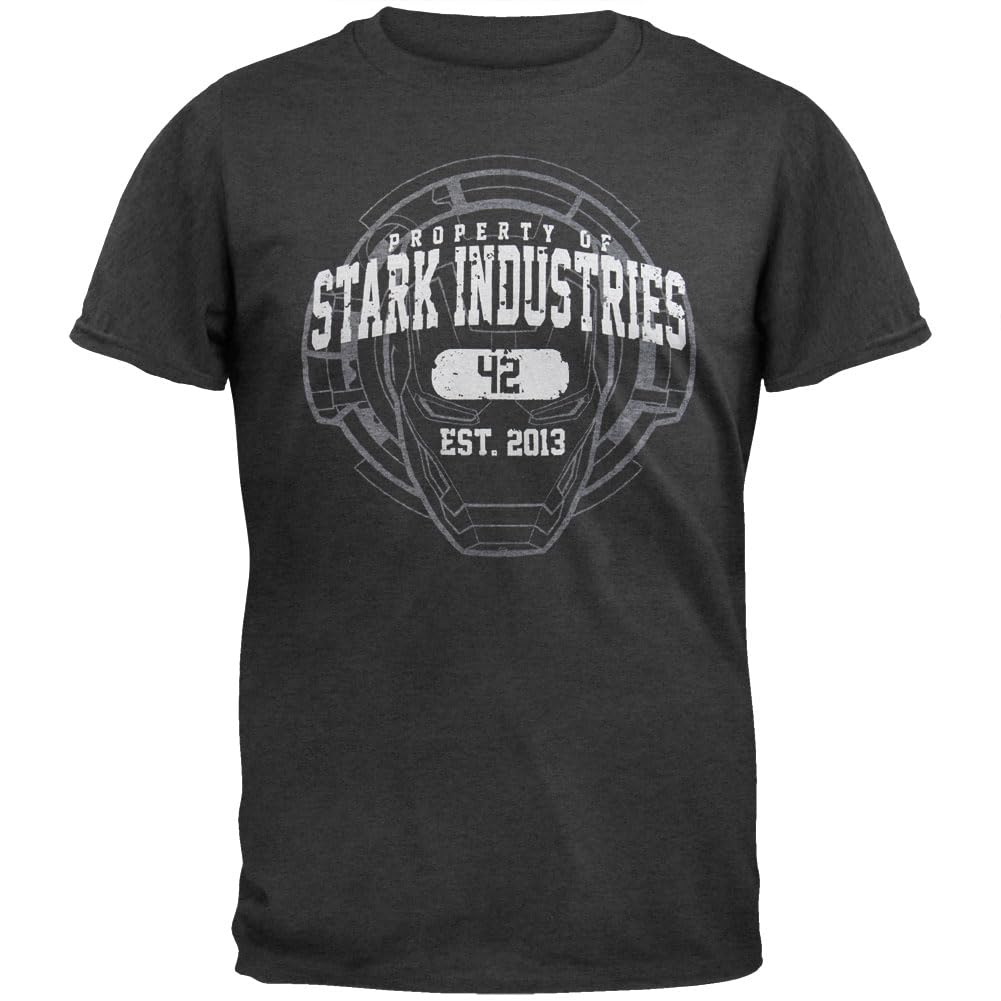 Iron Man Stark Prop Soft Cotton T-Shirt for Men - Grey Superhero Graphic Tee for Casual Wear, Cosplay & Marvel Fan Gifts