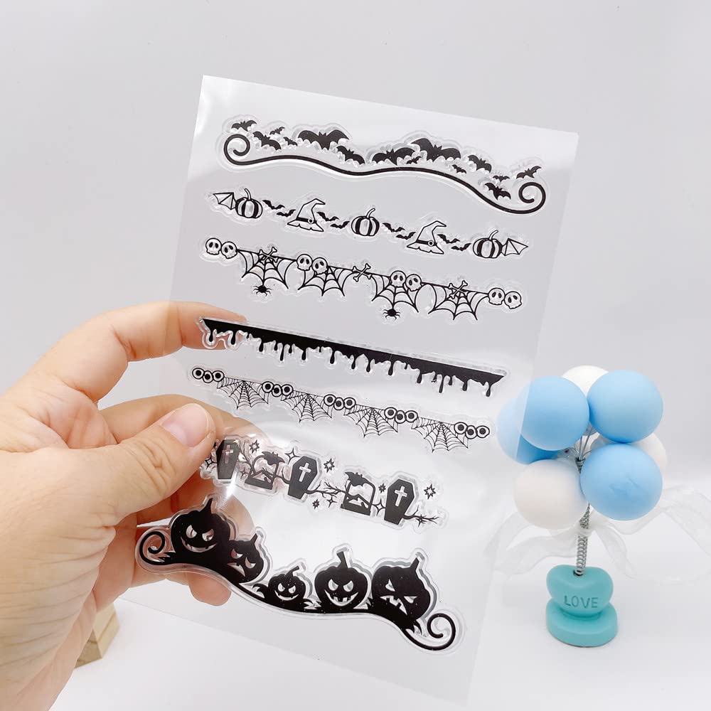 Halloween Clear Stamps Set - Spider Web, Pumpkin & Bat Patterns for DIY Scrapbooking, Card Making, Holiday Decorations - Perfect for Crafting, Gift Wrapping & Party Invitations