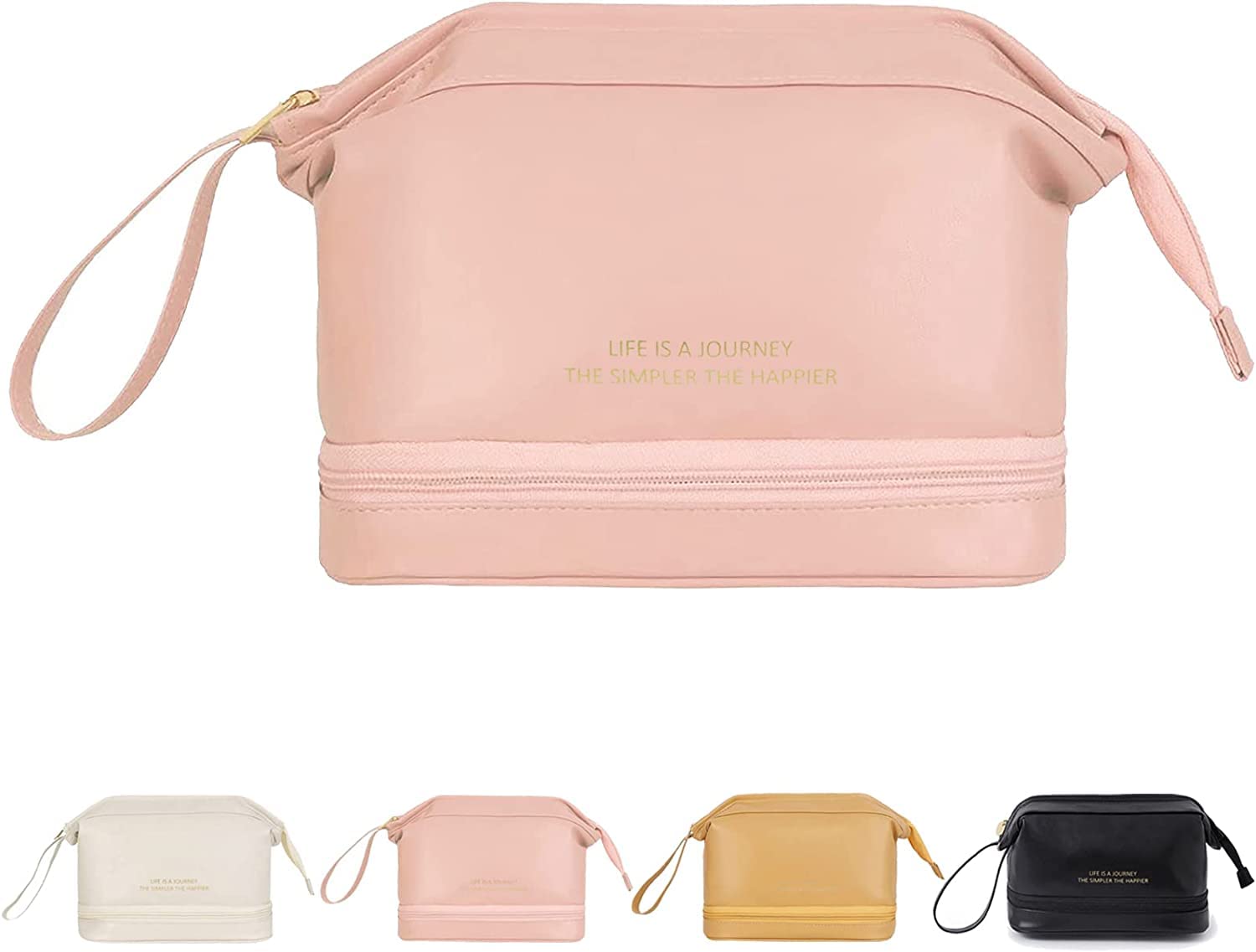 Portable Travel Makeup Bag - Waterproof PU Leather Cosmetic Organizer for Women, Perfect for Travel & Daily Use