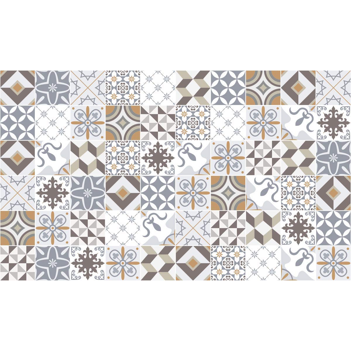 Self-Adhesive Tile Stickers 20x20cm (60 Pack) - Peel & Stick Cement Tiles for Kitchen, Bathroom, Laundry Room - Waterproof Wall Decoration for Home & Office Renovation