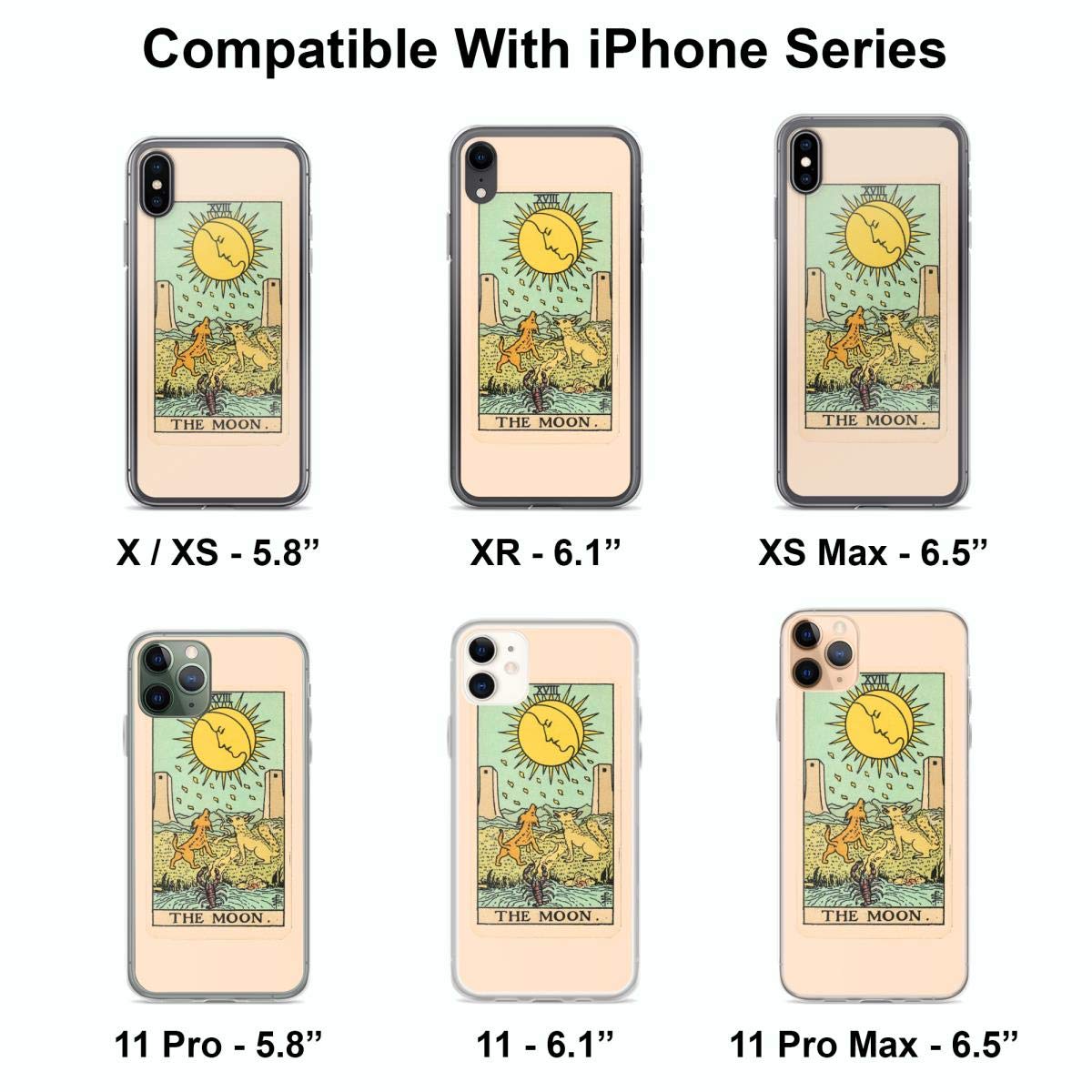 The Moon Tarot Card Phone Case - Compatible with iPhone 15/14/13/12/11/X/Xs/Xr/8/7/6/6s Plus/Pro Max - Clear Protective Cover - Perfect for Mystic Lovers & Spiritual Protection