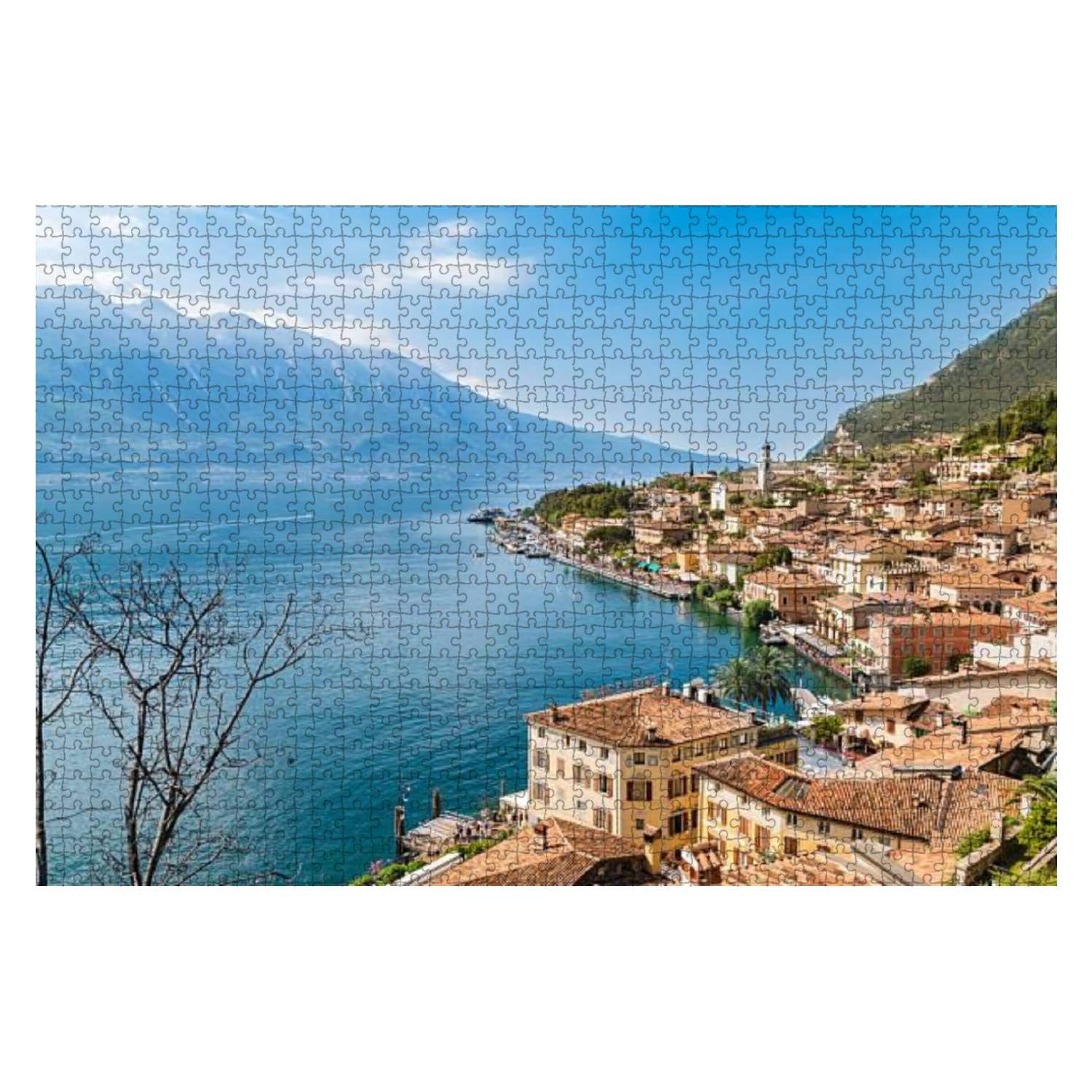 1000-Piece Wooden Jigsaw Puzzle - Panoramic View of Limone sul Garda, Lake Garda Italy | Educational Puzzle for Adults & Kids | Stress Relief Toy | Perfect for Family Game Night & Home Decor