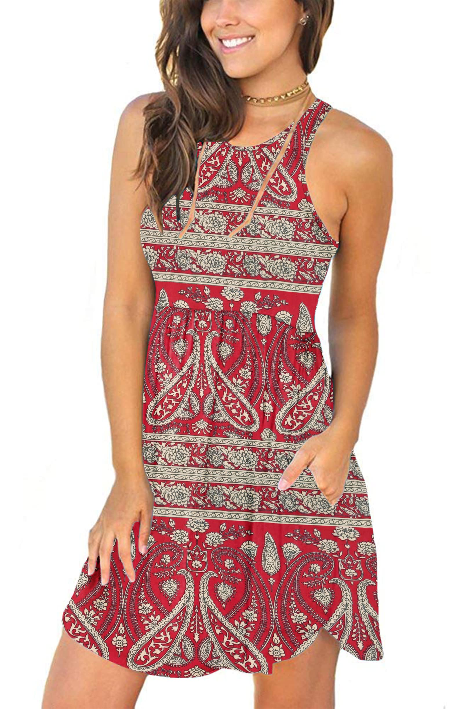 MOLERANI Women's Sleeveless Loose Plain Casual Short Dress with Pockets - Summer Beach Wear, Outdoor Party, Vacation Outfit