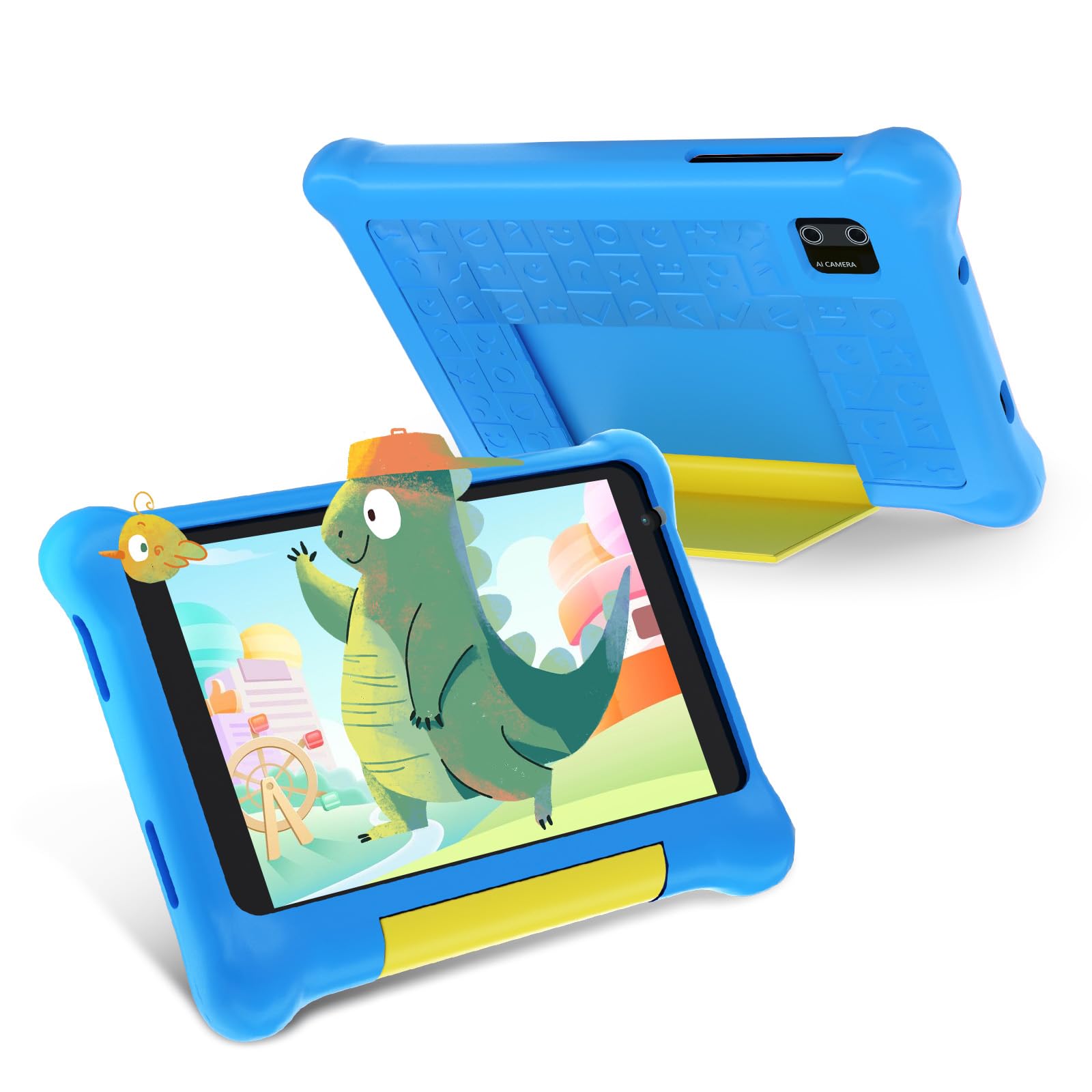 7 Inch Kids Tablet - Android Kinder Tablet with WiFi, Bluetooth & Parental Control - Children's Learning Computer with Shockproof Case (Blue) - Perfect for Homeschooling, Travel & Educational Games