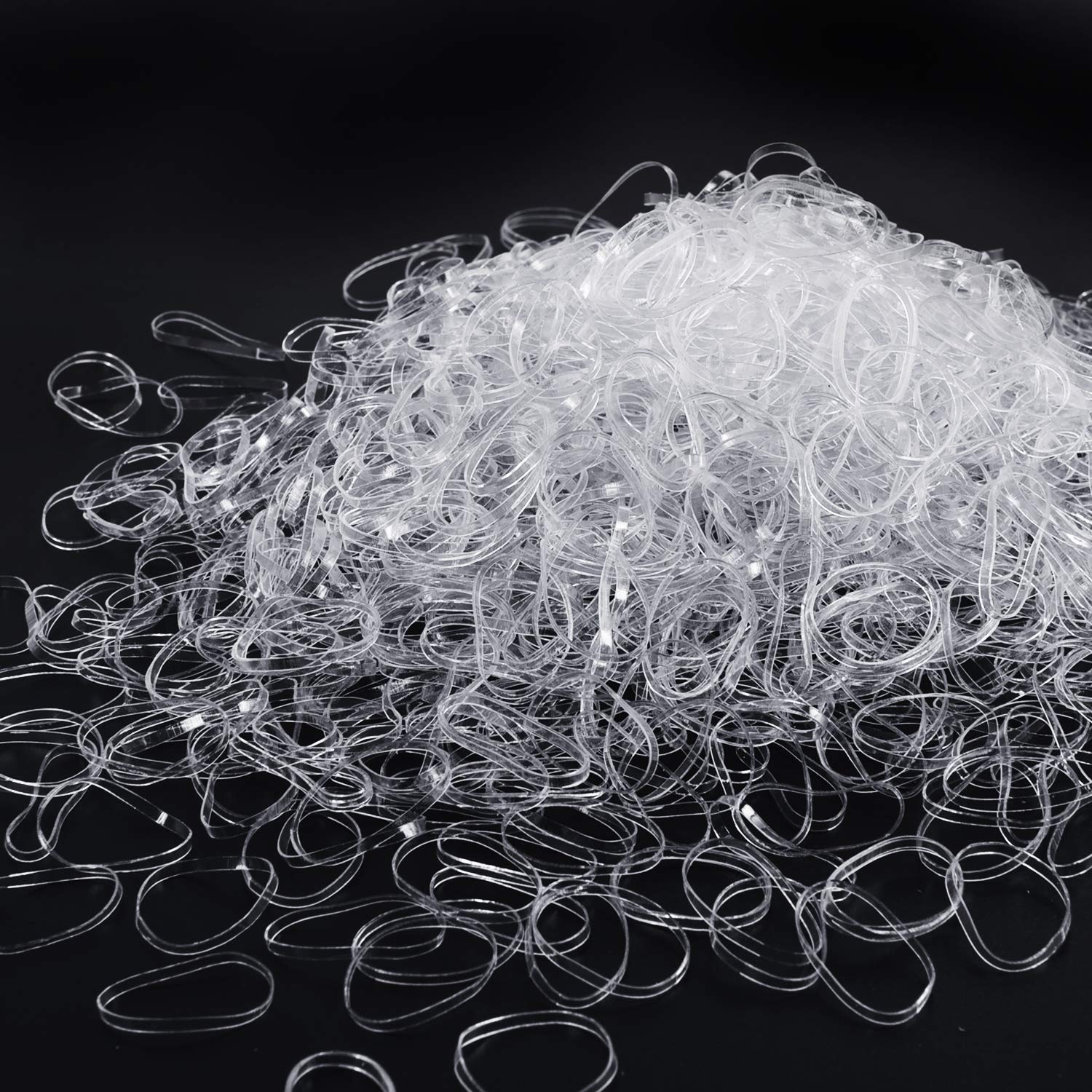 MORGLES 1000pcs Clear Small Hair Elastic Bands for Women, Men & Kids - No Damage Hair Ties for Braiding, Ponytails & Hairstyling - Includes Storage Box