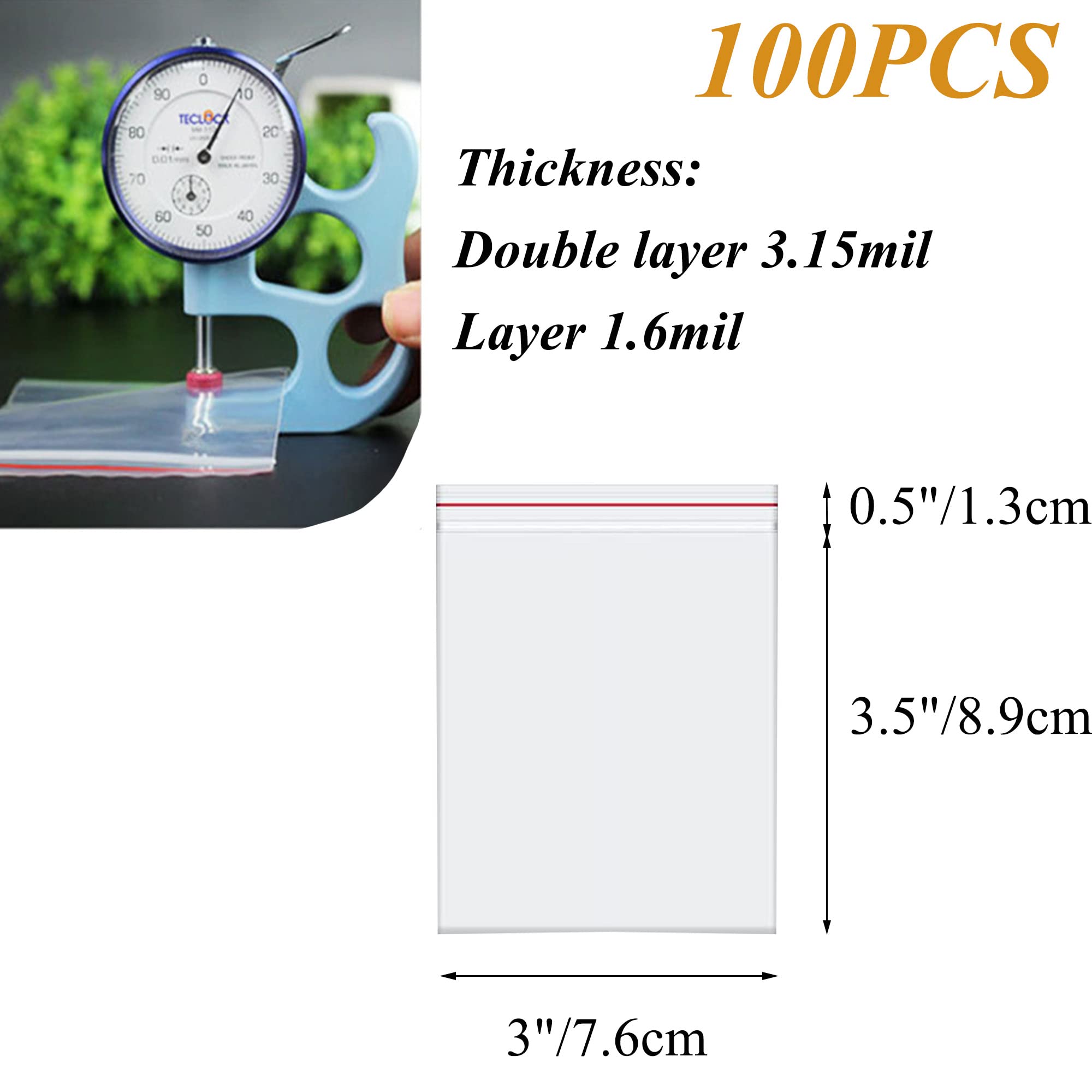 100pcs Small Ziplock Plastic Bags 3