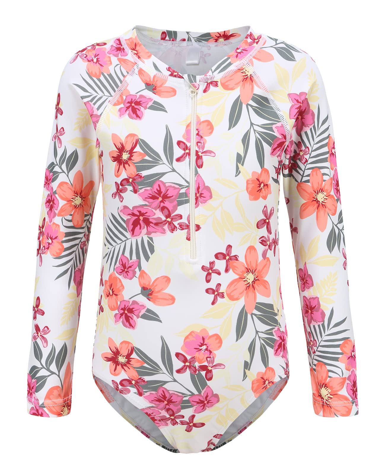 Girls Long Sleeve One Piece Swimsuits - UV Protection Rash Guard Bathing Suit for Kids 3-16 Years | Tie Dye Swimwear for Beach, Pool & Water Sports