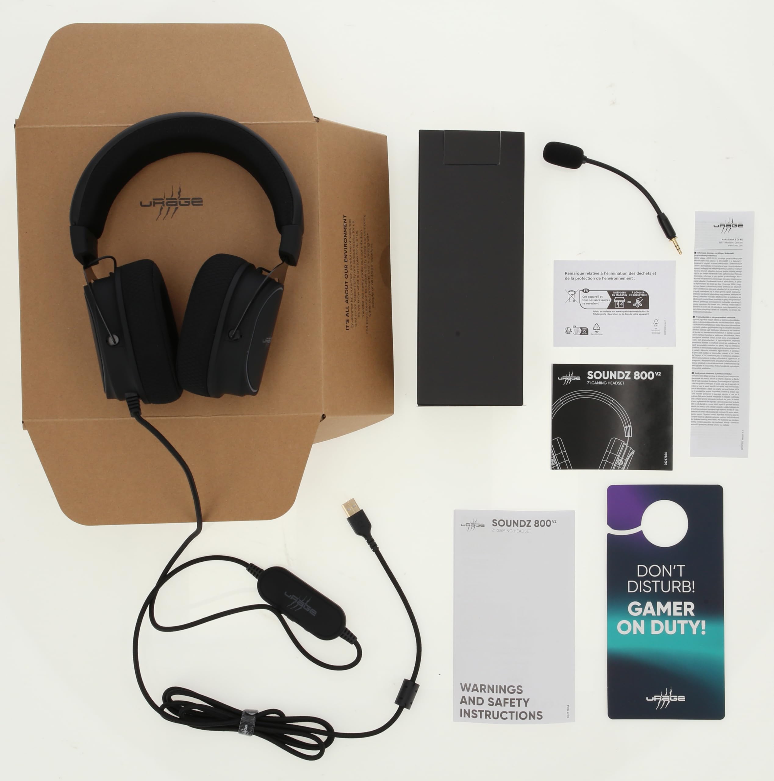 uRage Gaming Headset SoundZ 800.7.1 V2 - Wired 7.1 Virtual Surround Sound Headphones for PS5, PC, Xbox - Multi-Platform Gaming Headset with 2m USB Cable (Black) - Perfect for Competitive Gaming & Immersive Audio Experience