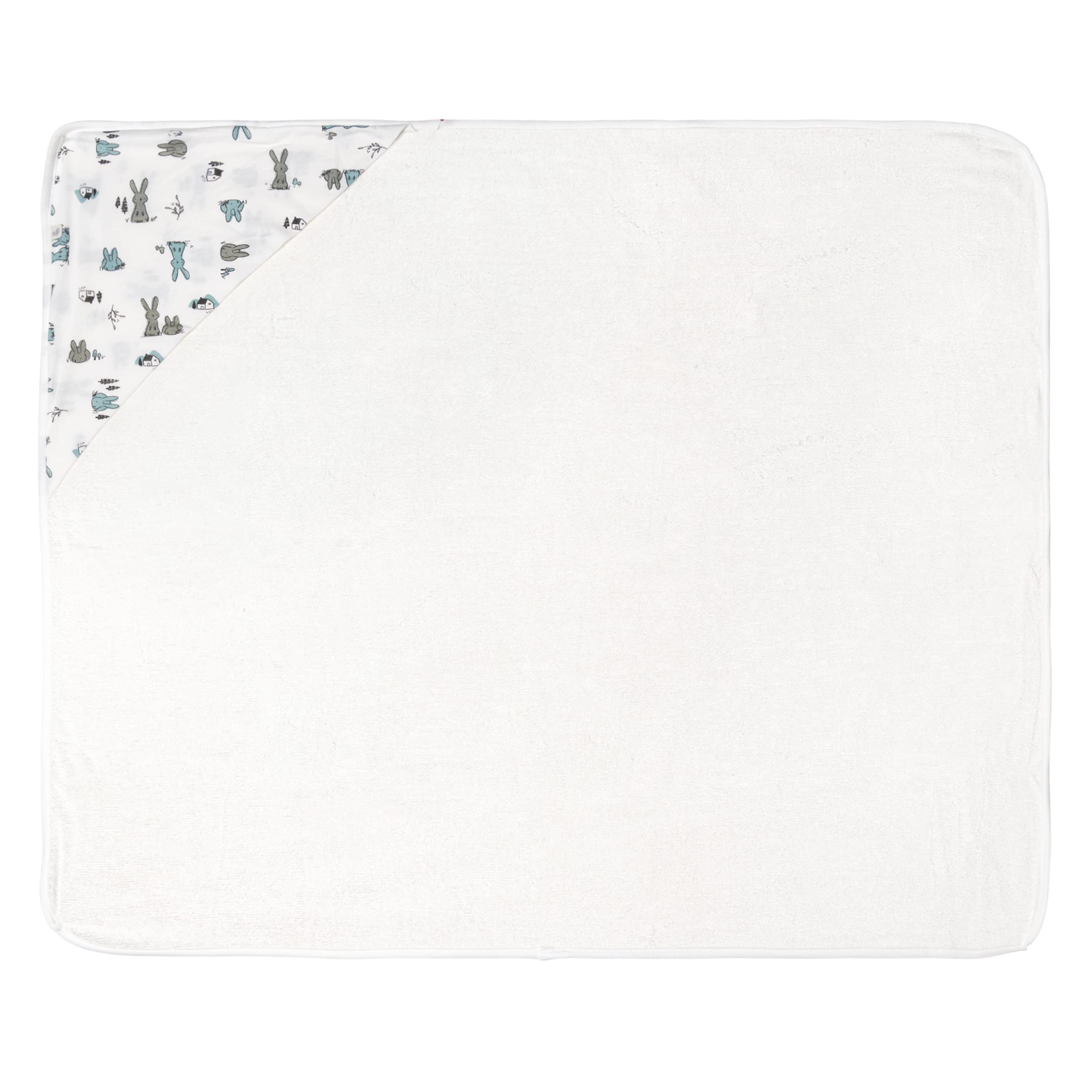 Soft Bamboo Hooded Baby Towel - Ultra Absorbent Terry Bath Towel for Newborns & Toddlers (White with Rabbit Design) - Perfect for Post-Bath Snuggles, Swimming & Spa Time