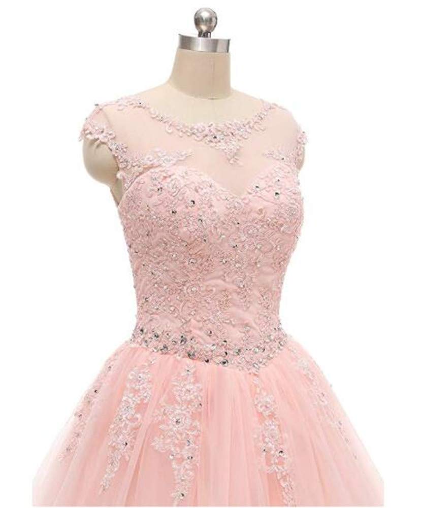 Elegant Pink Lace Applique Sequined Evening Gown for Women - Perfect for Weddings, Proms & Formal Parties