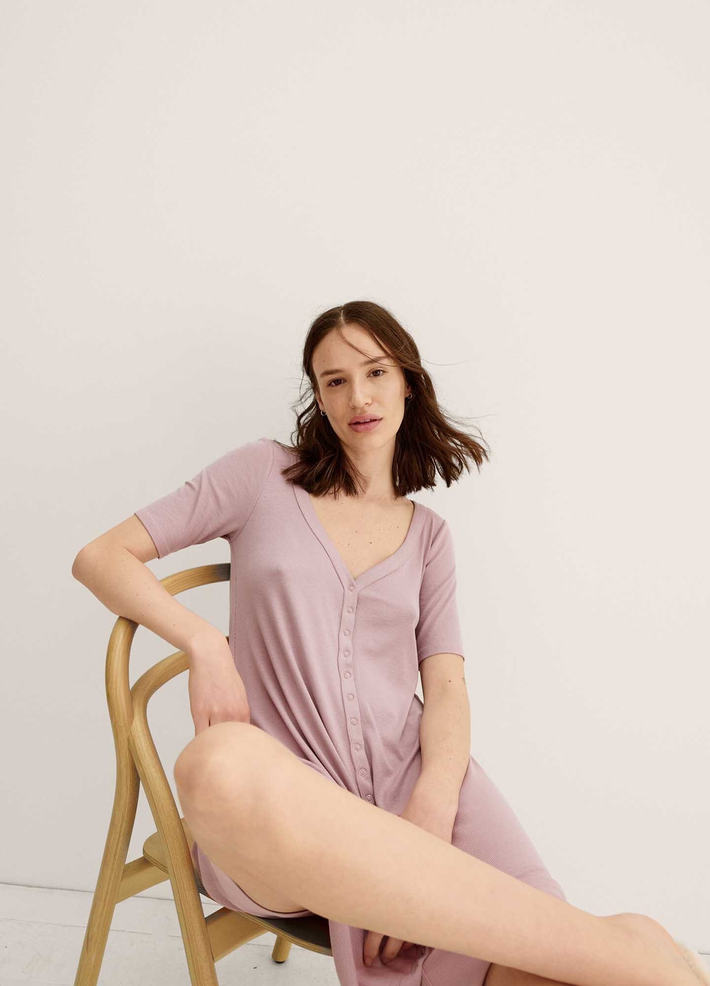 Ultra Soft Ribbed Nursing Mini Dress for Moms - Perfect for Breastfeeding, Lounging & Maternity Photos