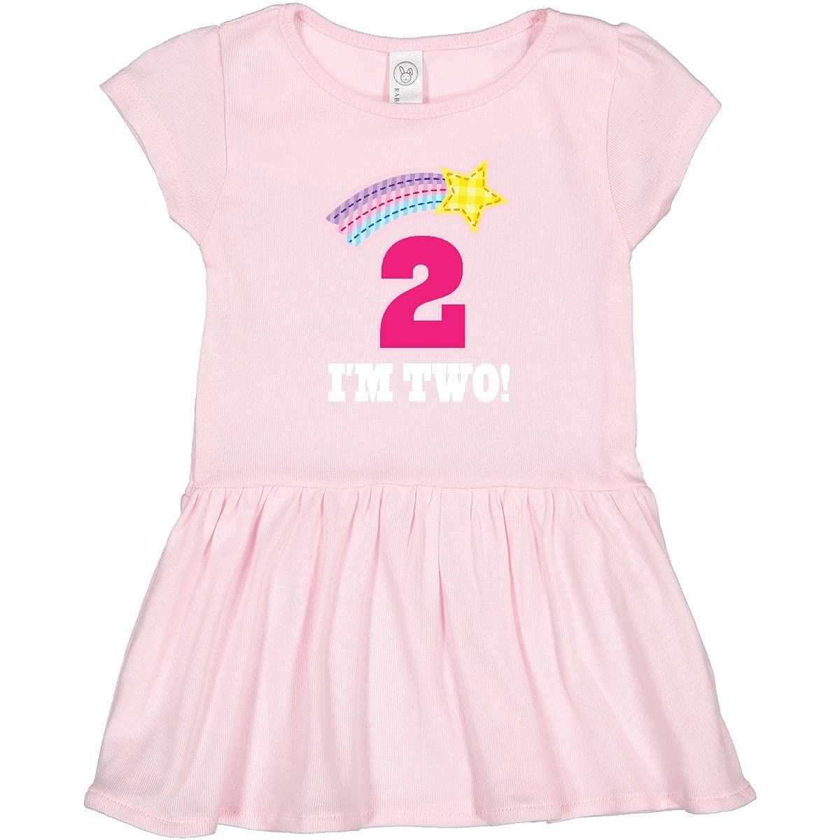 Inktastic 2nd Birthday Rainbow Star Toddler Dress for 2 Year Old Girls - Perfect for Birthday Parties, Photo Shoots & Special Occasions