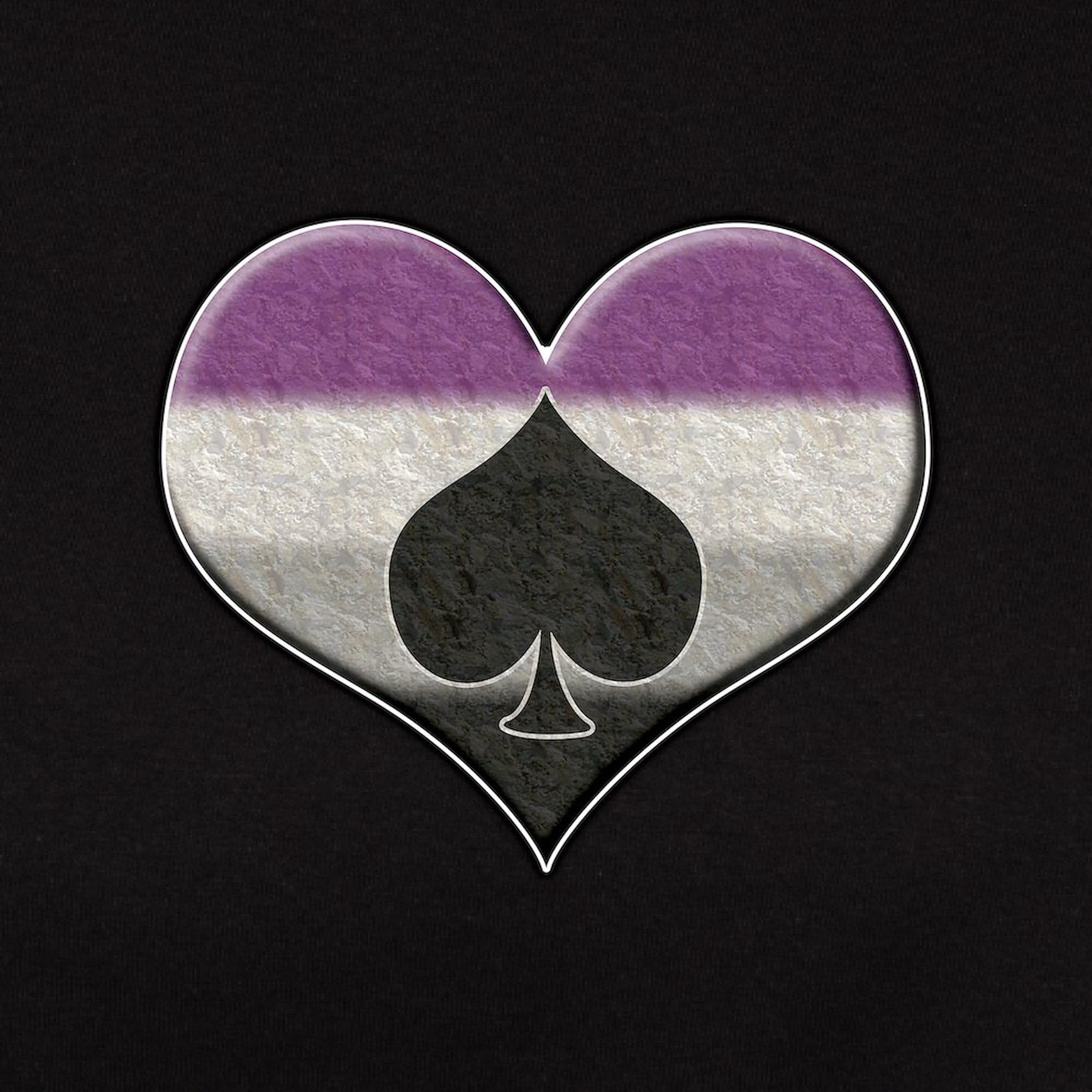 Asexual Pride Heart with Spade T-Shirt for Women | 100% Cotton Dark Tee | LGBTQ+ Pride Apparel for Casual Wear & Pride Events