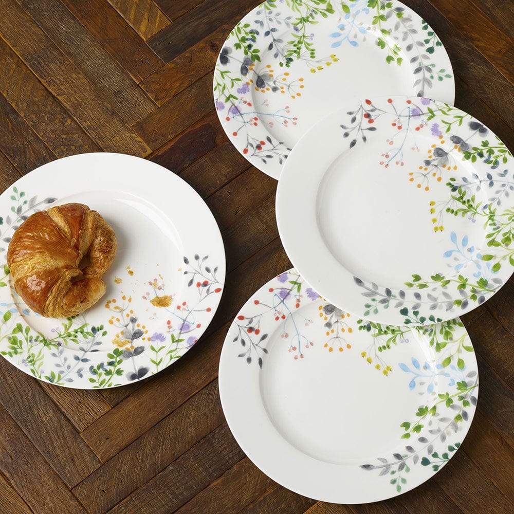 Tivoli Garden 4-Piece Salad Plate Set - Elegant Floral Design Dinnerware for Home, Parties & Outdoor Dining - Perfect for Salads, Appetizers & Desserts