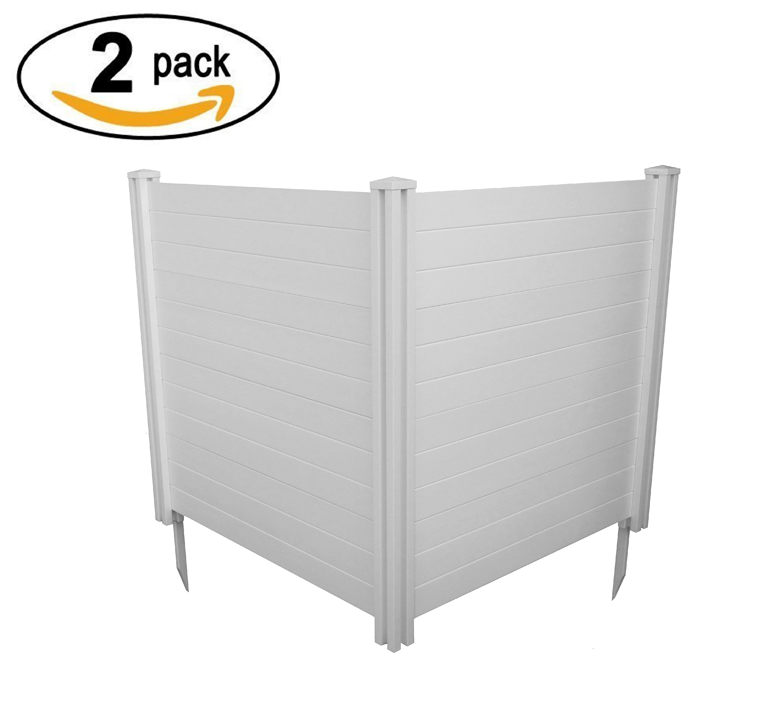 4ft x 4ft White Vinyl Privacy Screen Fence - 2 Panel No Dig Outdoor Enclosure for AC Units, Trash Cans & Pool Equipment | Durable Weatherproof Privacy Panels | Perfect for Backyard, Patio & Garden Privacy Solutions (Model ZP19014)