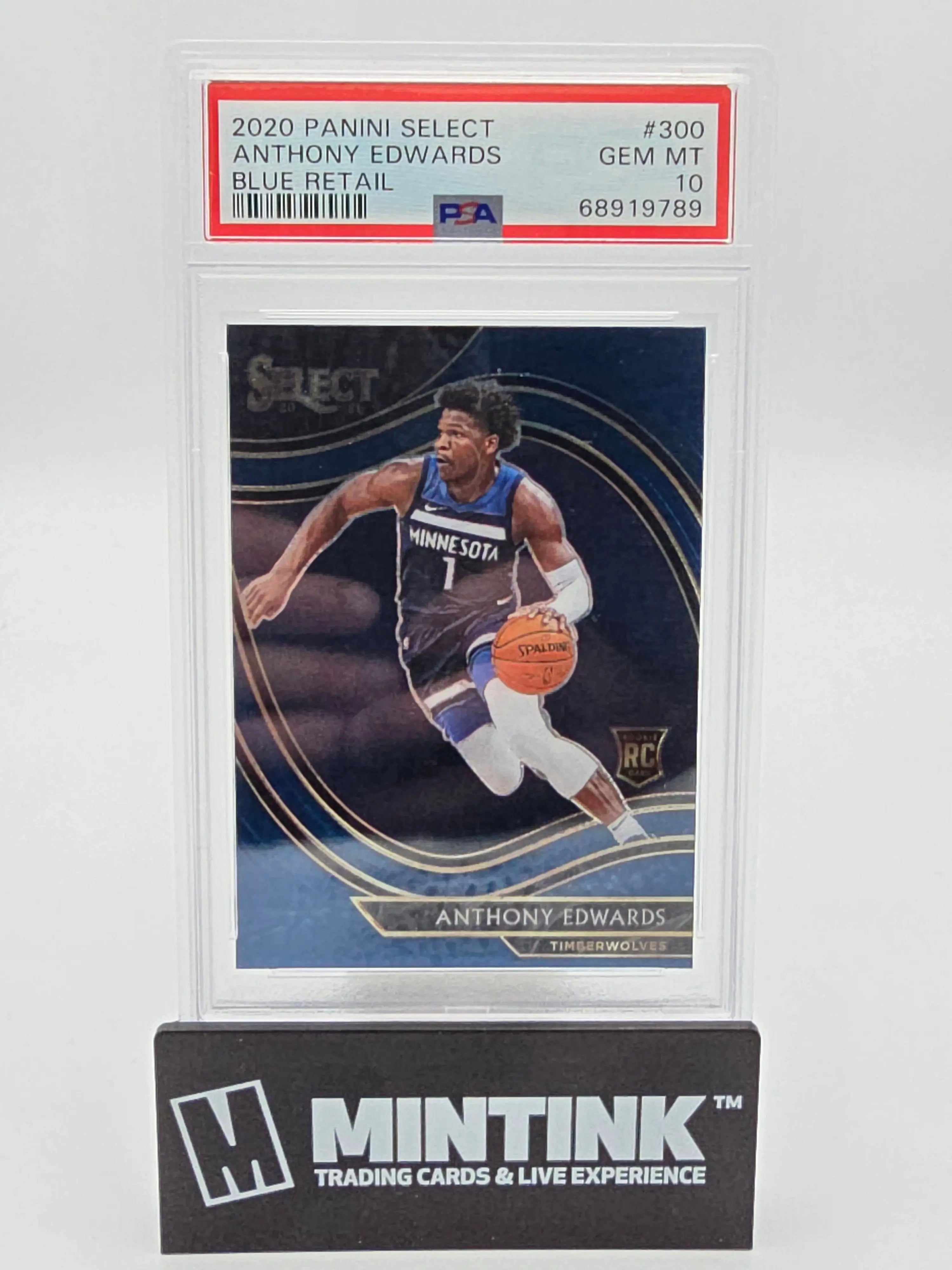 2020 Panini Select Basketball Anthony Edwards Rookie Card Blue Retail PSA 10 #300 - Perfect for NBA Collectors & Basketball Card Investors