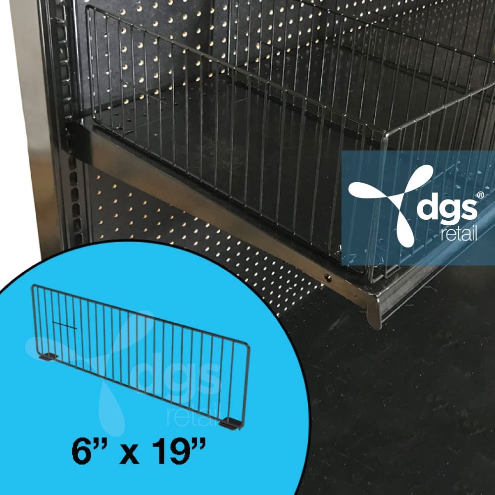 19-Inch Black Wire Shelf Divider for Lozier & Madix Gondola Wire Shelving - 6 Inches Height - Perfect for Retail Stores, Pantry Organization & Supermarket Displays
